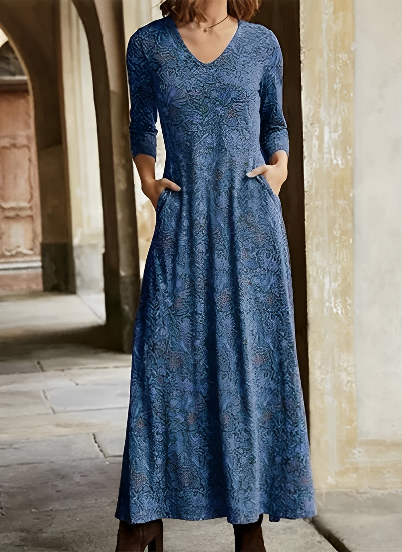 Emma | Elegant long vintage-pattern dress