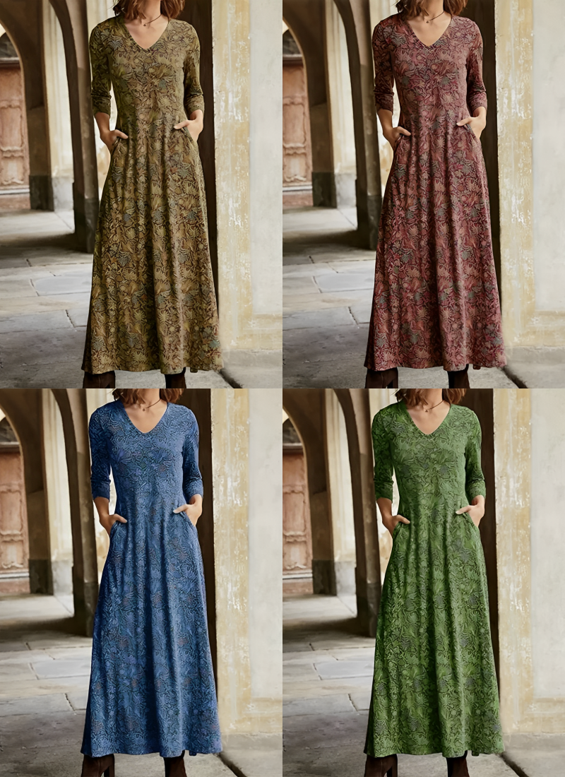 Emma | Elegant long vintage-pattern dress